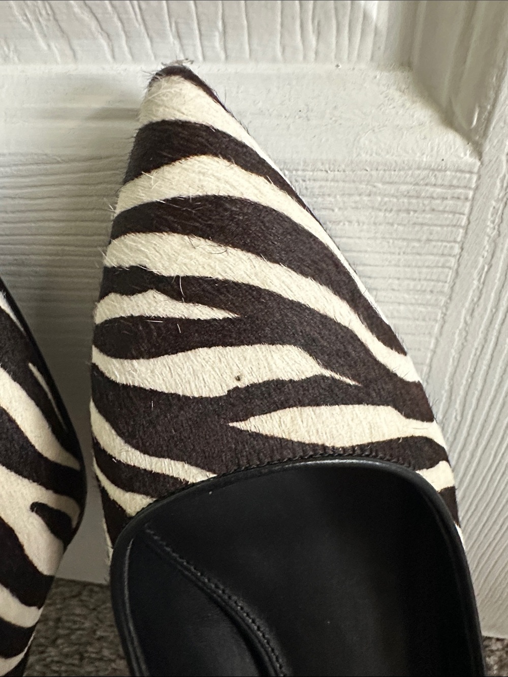 Michael Kors Zebra-Print Pointed Flats - Black & White Flex calf hair shoes - Picture 3 of 13